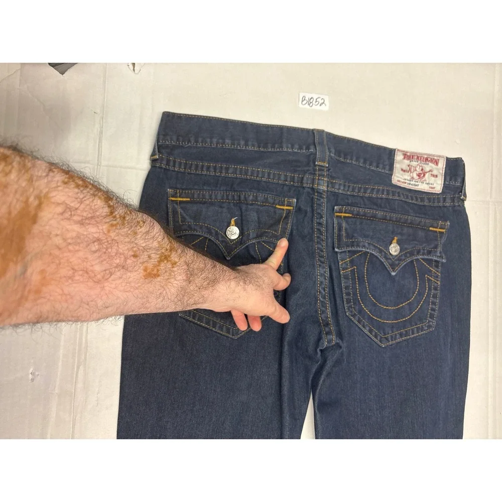 True Religion Ricky Straight‎ Dark Wash Blue Denim Jeans Mens 40x31 Horseshoe